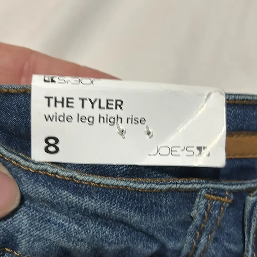 Joe’s Jeans 8 THE TYLER wide leg high rise jeans stretch blue NWT frayed hem